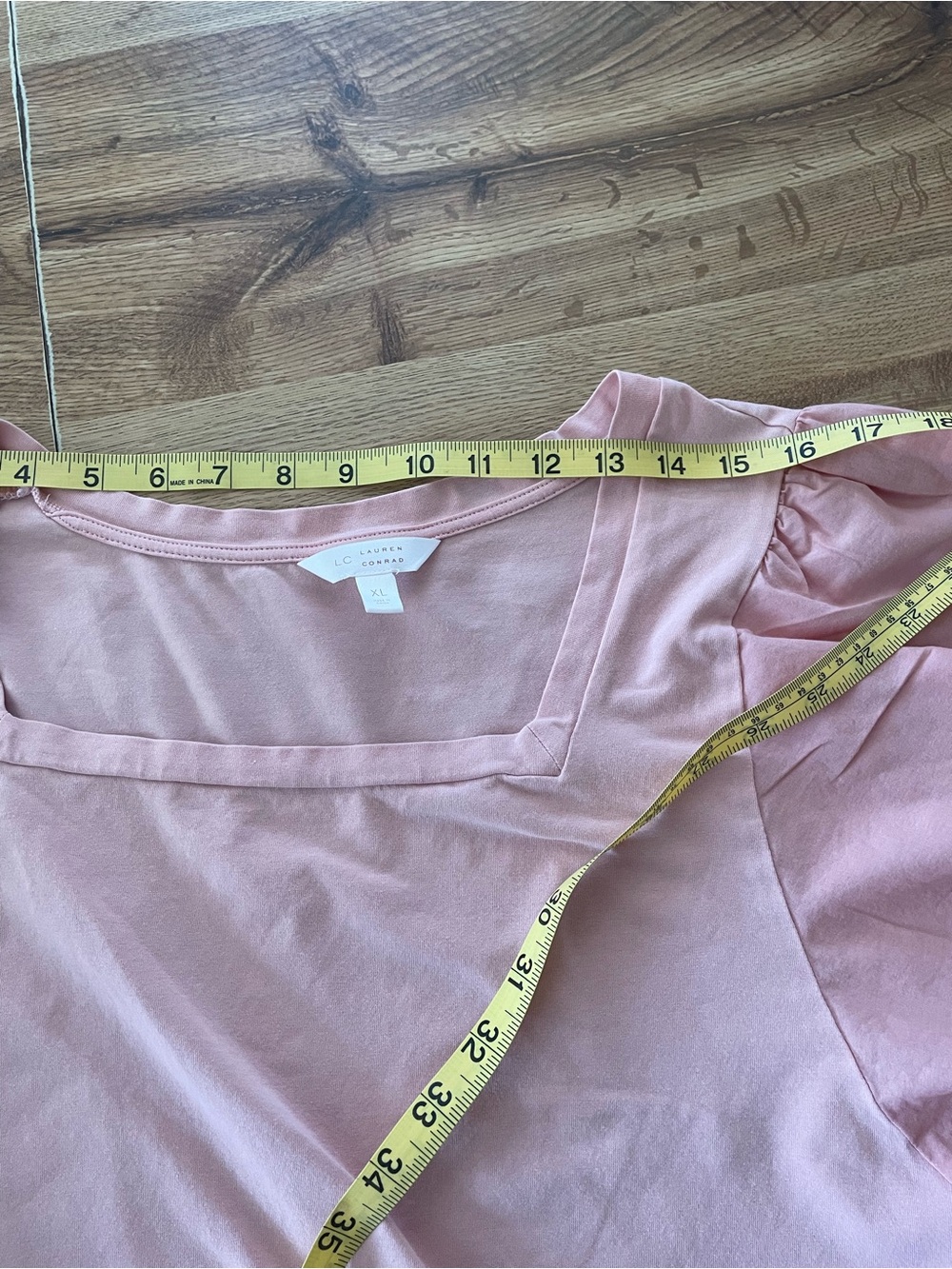 LC Lauren Conrad Soft Pink Square-Neck Blouse with Pintuck Sleeves - Picture 5 of 9